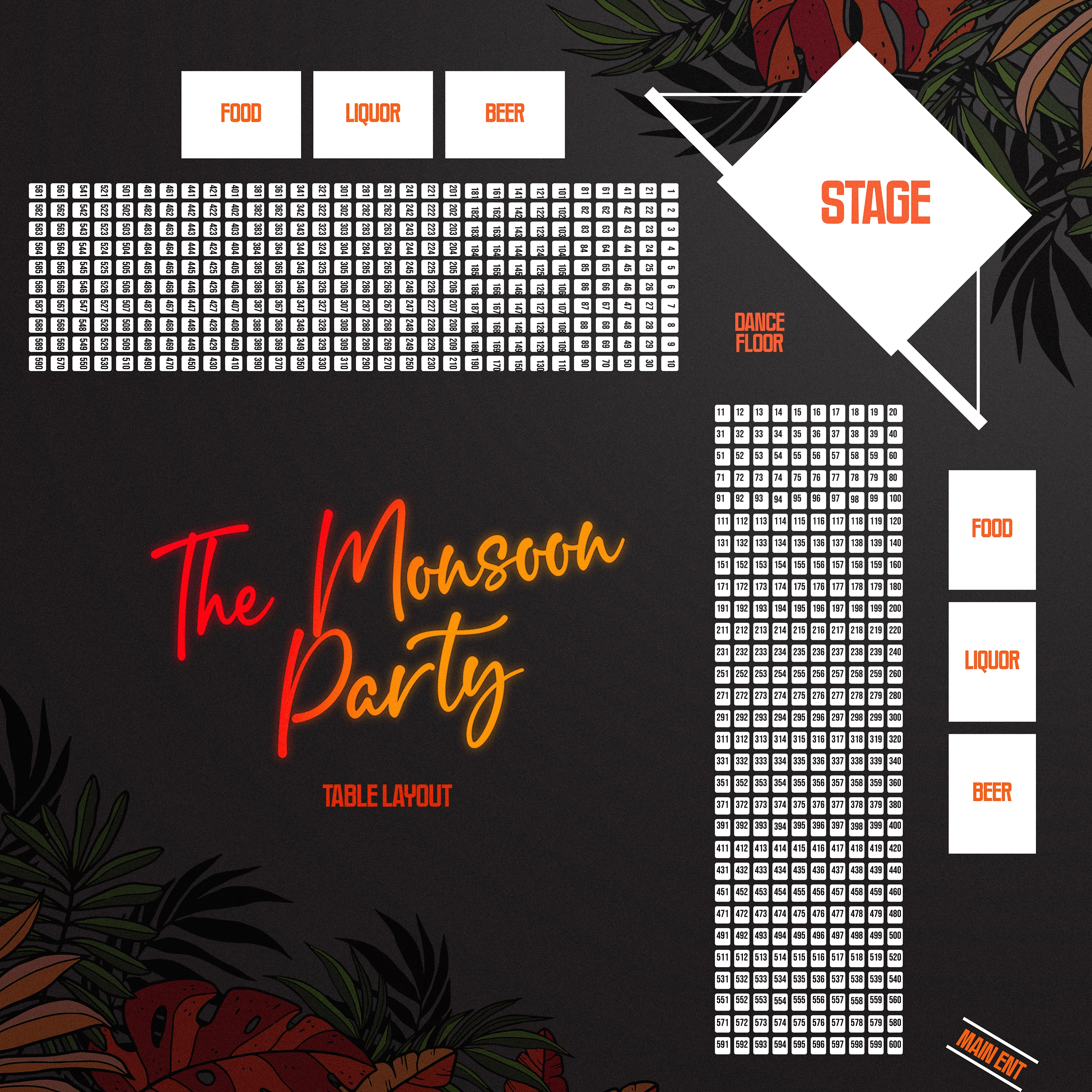 The Monsoon Party 2026 Seating Map — Agastra Events